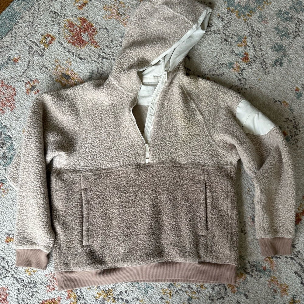 Outdoor Voices Women’s MegaFleece 1/2 Zip Hoodie - Oatmeal/Amber M